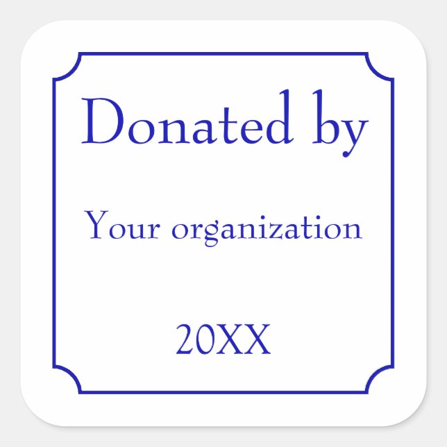 Donated By Template Square Sticker (Front)