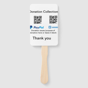 Donation Collection tip jar add your q r name caus Hand Fan