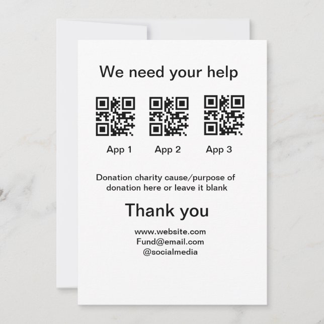 Donation Collection tip jar add your q r name caus Holiday Card (Front)