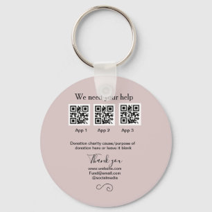 Donation Collection tip jar add your q r name caus Keychain