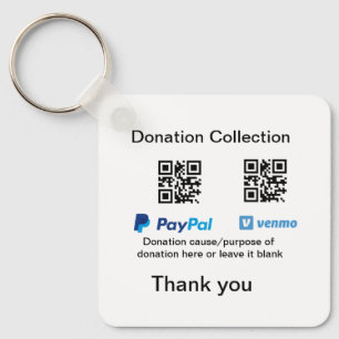 Donation Collection tip jar add your q r name caus Keychain