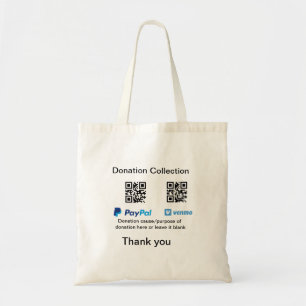 Donation Collection tip jar add your q r name caus Tote Bag