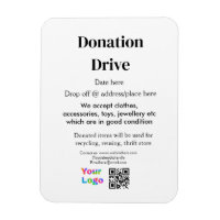 Donation drive add address date business name logo