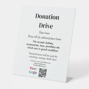 Donation drive add address date business name logo pedestal sign