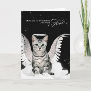 Donation Thank You Tabby Angel Cat Card