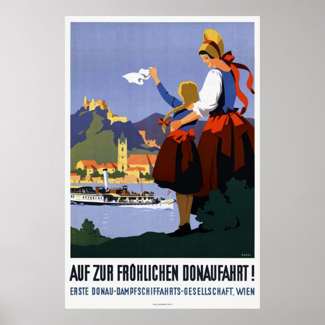 Donaufahrt Danube Autriche Poster vintage 1935 (Devant)