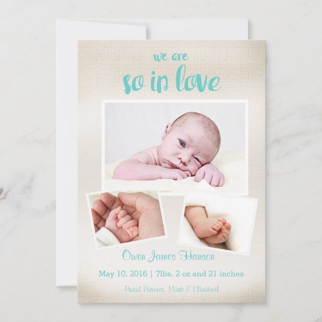 Donc In Love Baby Boy Faire-part de naissance (Devant)