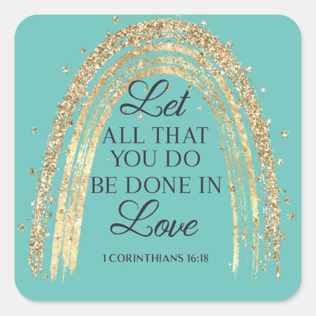 Done In Love Gold Rainbow  Square Sticker (Front)