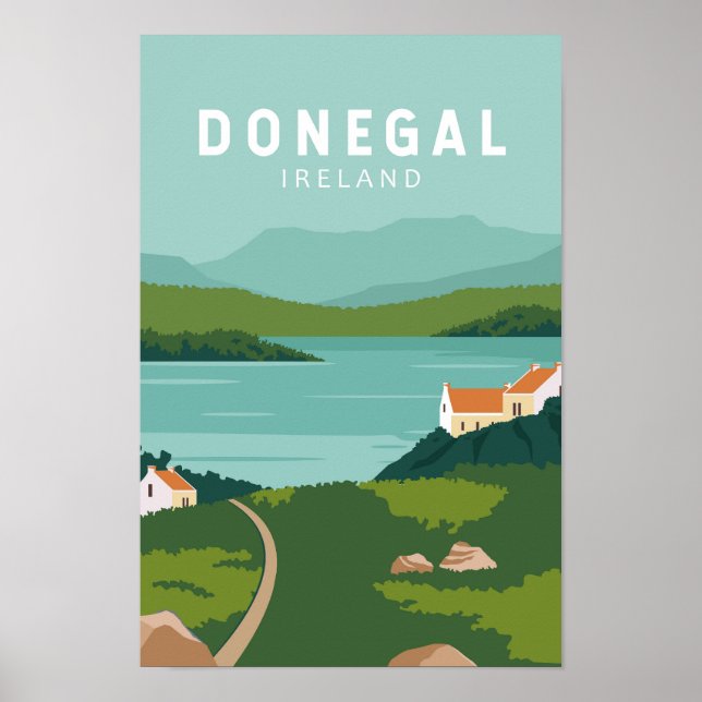 Donegal Ireland Retro Travel Art Vintage Poster (Front)