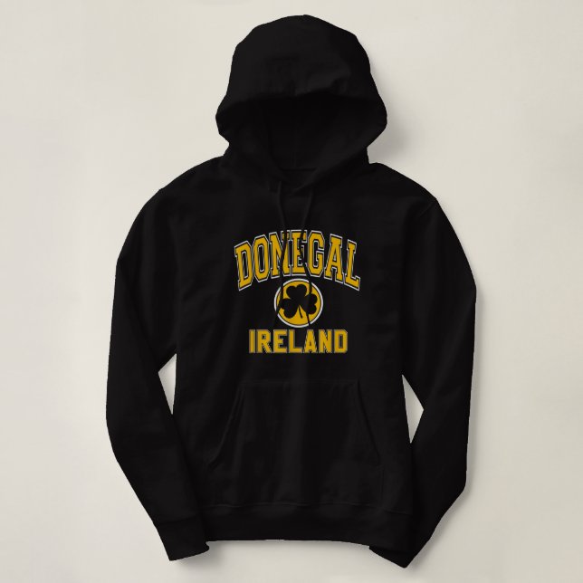 Donegal Ireland Varsity Style Shamrock Green w Amb Hoodie (Design Front)