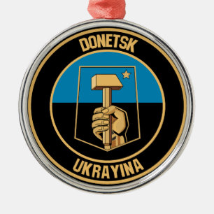 Donetsk Round Emblem Metal Ornament