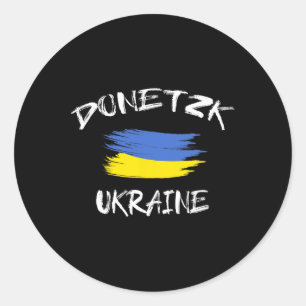 Donetsk Ukraine Souvenir Ukrainian Country Flag Br Classic Round Sticker