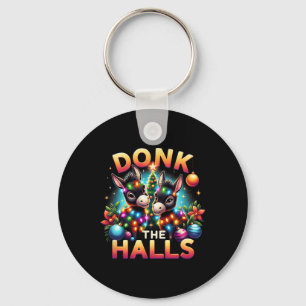 Donk The Halls Christmas Donkeys Tangled In Christ Keychain