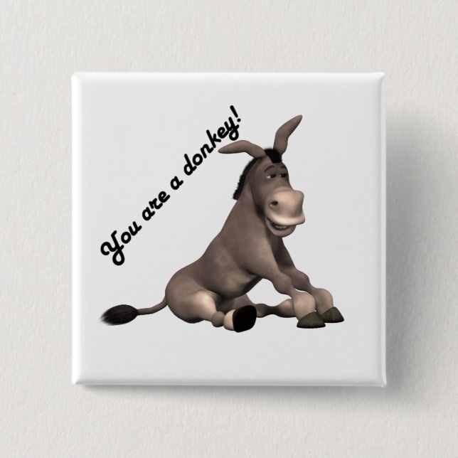 Donkey 2 Inch Square Button (Front)