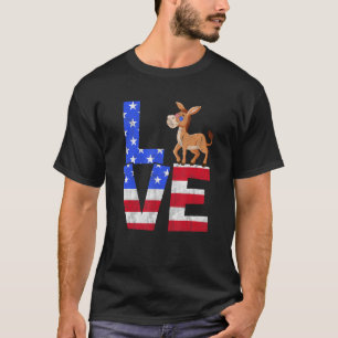 Donkey American Flag Sunglasses 4th of July Patrio T-Shirt