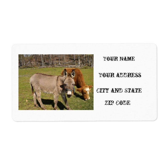Donkey And Cow Shipping Labels (Front)