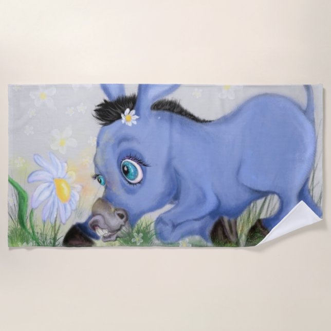 Donkey and Daisy Funny Beach Towel (Front)