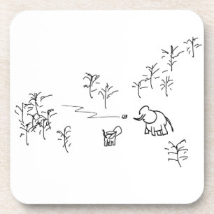 donkey and elephant look at flying insect coaster