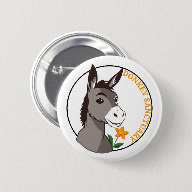 Donkey And Flower Custom Name 2 Inch Round Button (Front & Back)
