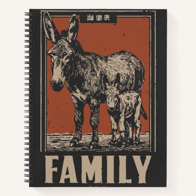 Donkey and Foal Vintage – Humble Farm Animals Notebook (Front)