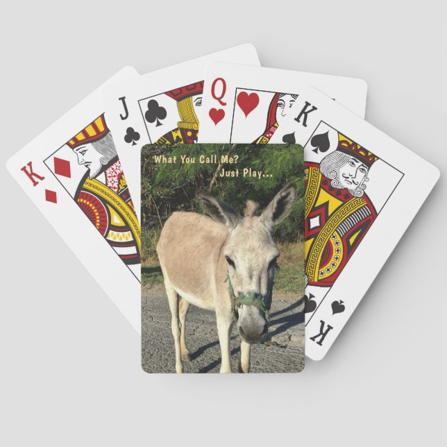 Donkey Animal Looking Walking Fun Personalize Playing Cards (Back)