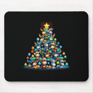 Donkey Animal Lover Xmas Gift Donkey Christmas Tre Mouse Pad