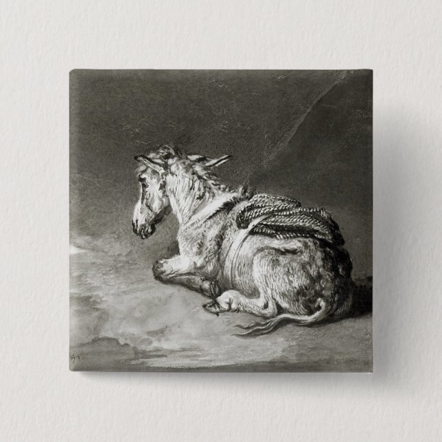Donkey at Rest 2 Inch Square Button (Front)