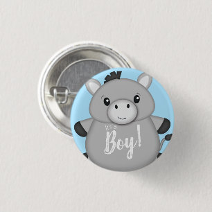 Donkey Baby Shower Blue 1 Inch Round Button