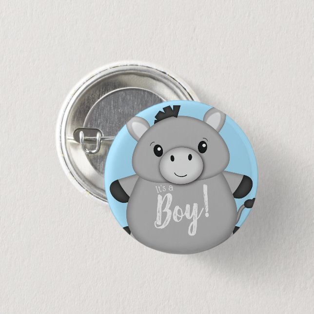 Donkey Baby Shower Blue 1 Inch Round Button (Front & Back)