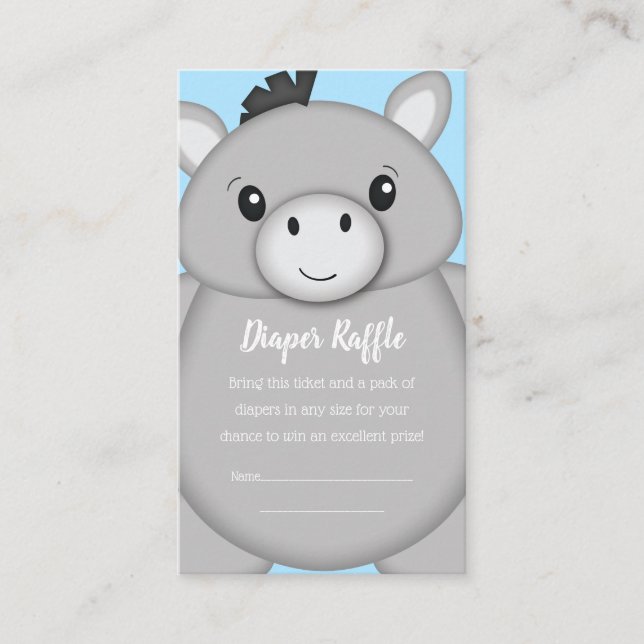 Donkey Baby Shower Blue Enclosure Card (Front)