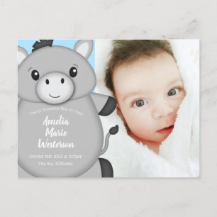 Donkey Baby Shower Blue Postcard