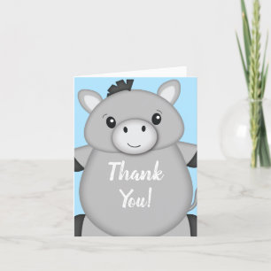 Donkey Baby Shower Blue Thank You Card