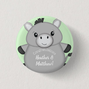 Donkey Baby Shower Green 1 Inch Round Button