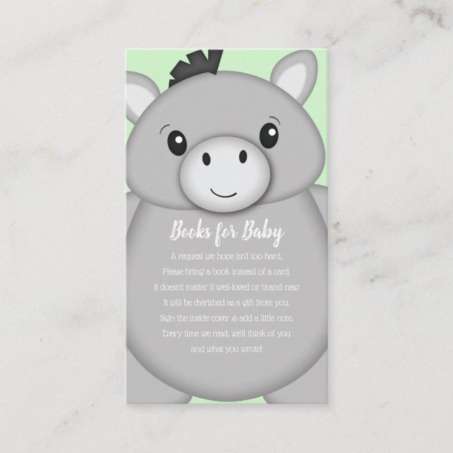 Donkey Baby Shower Green Enclosure Card (Front)