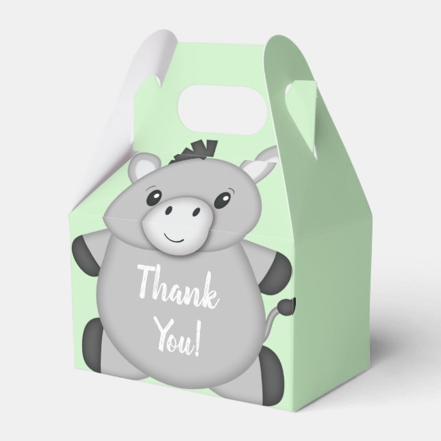 Donkey Baby Shower Green Favor Box (Front Side)