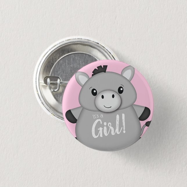 Donkey Baby Shower Pink 1 Inch Round Button (Front & Back)