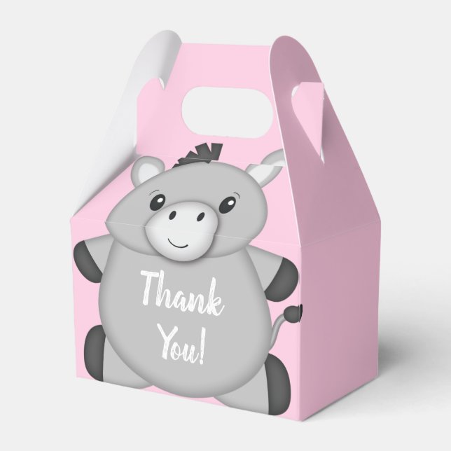 Donkey Baby Shower Pink Favor Box (Front Side)
