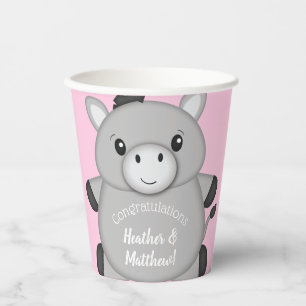 Donkey Baby Shower Pink Paper Cups