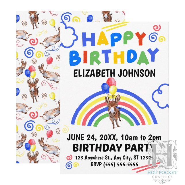 Donkey Birthday Invitation White (Creator Uploaded)