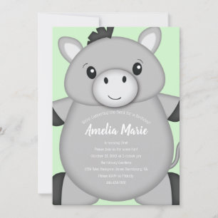 Donkey Birthday Party Green Invitation
