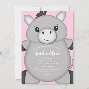 Donkey Birthday Party Pink Invitation