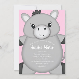 Donkey Birthday Party Pink Invitation
