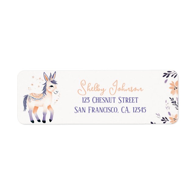 Donkey Boho Peach Lavender Floral Design -  (Front)