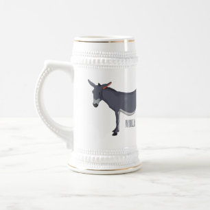 Donkey cartoon illustration beer stein