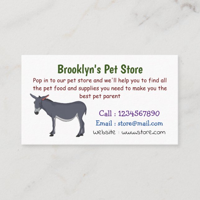 Donkey cartoon illustration  business card (Front)