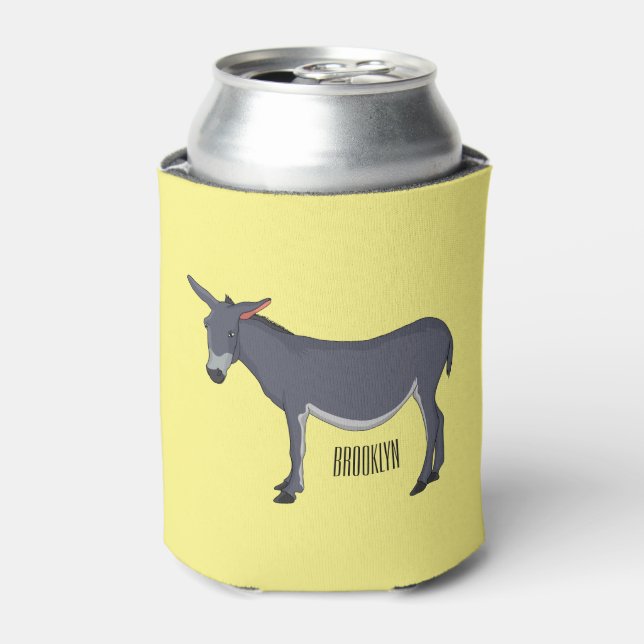 Donkey cartoon illustration can cooler (Can Front)