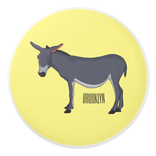 Donkey cartoon illustration  ceramic knob (Front)