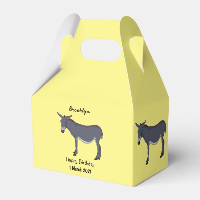 Donkey cartoon illustration favor box (Front Side)