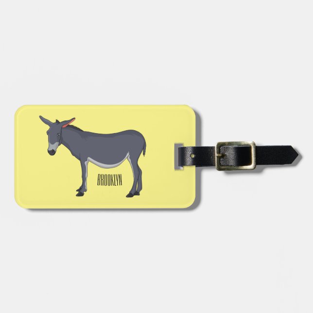 Donkey cartoon illustration  luggage tag (Front Horizontal)