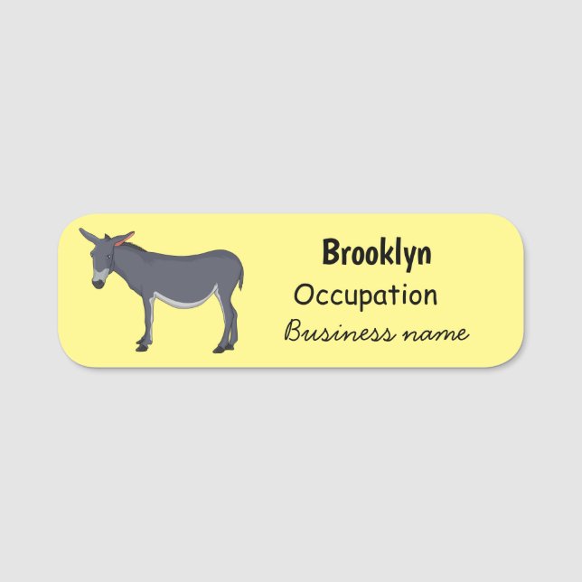 Donkey cartoon illustration  name tag (Front)